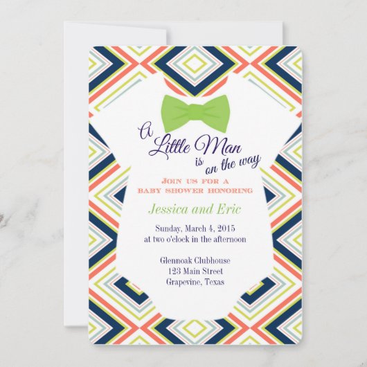 Baby Boy Bow Stropdas Onsie met kleurrijk design Kaart (Voorkant)