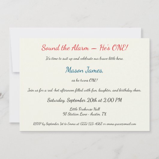 Baby Boy Brandweerman 1e verjaardag Kaart (Achterkant)