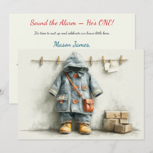 Baby Boy Brandweerman 1e verjaardag Kaart (Voorkant / Achterkant)