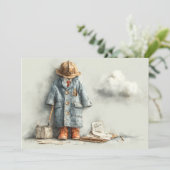 Baby Boy Brandweerman 1e verjaardag Kaart (Staand voorkant)