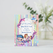 Baby Boy Bubbles & Unicorns Baby shower Briefkaart (Staand voorkant)