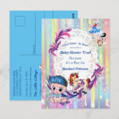 Baby Boy Bubbles & Unicorns Baby shower Briefkaart (Voorkant / Achterkant)