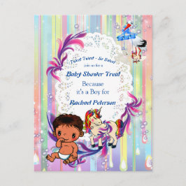 Baby Boy Bubbles & Unicorns Baby shower Briefkaart