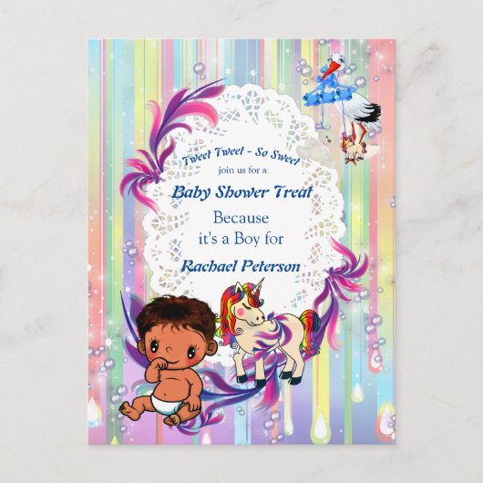 Baby Boy Bubbles & Unicorns Baby shower Briefkaart (Voorkant)