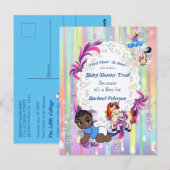 Baby Boy Bubbles & Unicorns Baby shower Briefkaart (Voorkant / Achterkant)