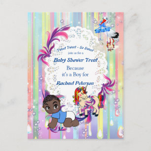 Baby Boy Bubbles & Unicorns Baby shower Briefkaart