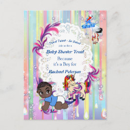 Baby Boy Bubbles & Unicorns Baby shower Briefkaart