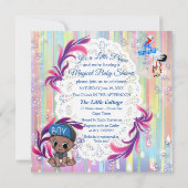 Baby Boy Bubbles & Unicorns Butterfly Invitation Notitiekaartje (Achterkant)