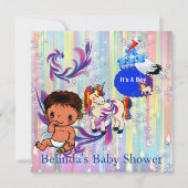 Baby Boy Bubbles & Unicorns Butterfly Invitation Notitiekaartje (Voorkant)