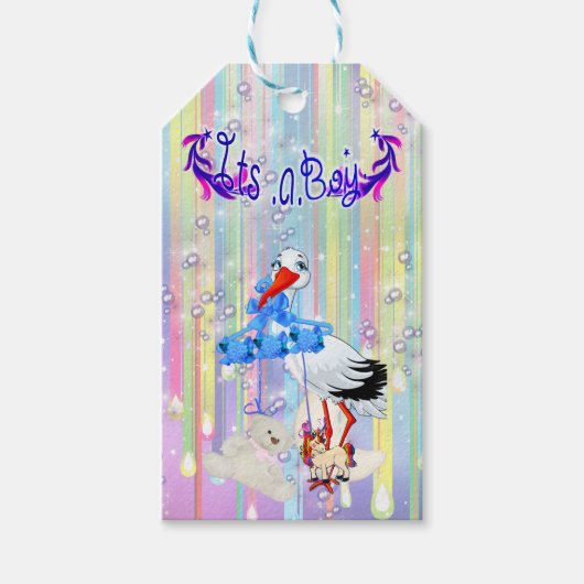Baby Boy Bubbles & Unicorns Cadeaulabel (Voorkant)
