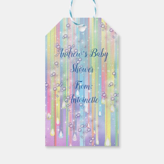 Baby Boy Bubbles & Unicorns Cadeaulabel (Achterkant)