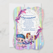 Baby Boy Bubbles & Unicorns Congrating card Kaart (Voorkant)