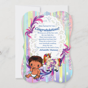 Baby Boy Bubbles & Unicorns Congrating card Kaart