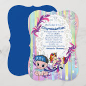 Baby Boy Bubbles & Unicorns Congrating card Kaart (Voorkant / Achterkant)