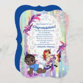 Baby Boy Bubbles & Unicorns Congrating card Kaart (Voorkant / Achterkant)