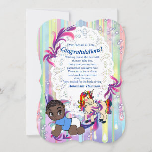 Baby Boy Bubbles & Unicorns Congrating card Kaart