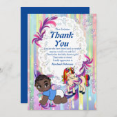 Baby Boy Bubbles & Unicorns Dank je wel Bedankkaart (Voorkant / Achterkant)