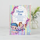 Baby Boy Bubbles & Unicorns Dank je wel Bedankkaart (Staand voorkant)