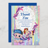 Baby Boy Bubbles & Unicorns Dank je wel Bedankkaart (Voorkant / Achterkant)
