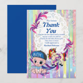 Baby Boy Bubbles & Unicorns Dank je wel Bedankkaart (Voorkant / Achterkant)