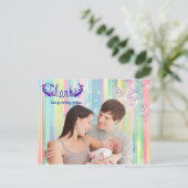 Baby Boy Bubbles & Unicorns Foto Briefkaart (Staand voorkant)