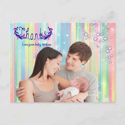 Baby Boy Bubbles & Unicorns Foto Briefkaart (Voorkant)