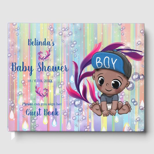 Baby Boy Bubbles & Unicorns Guest book Gastenboek (Voorkant)