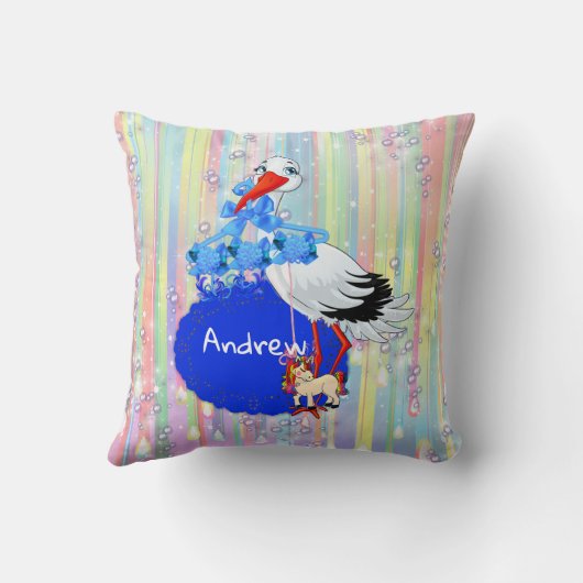 Baby Boy Bubbles & unicorns Kussen (Achterkant)