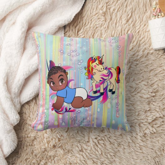 Baby Boy Bubbles & unicorns Kussen (Deken)