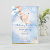 Baby Boy Bunny Baby Borrel Kaart (Staand voorkant)