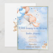 Baby Boy Bunny Baby shower Kaart (Voorkant / Achterkant)