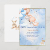 Baby Boy Bunny Baby shower Luier Raffle Informatiekaartje (Voorkant / Achterkant)