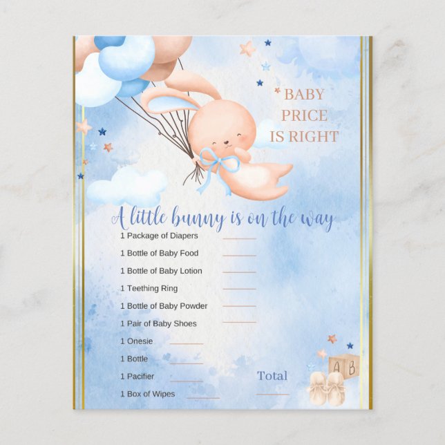 Baby Boy Bunny Baby shower spel (Voorkant)