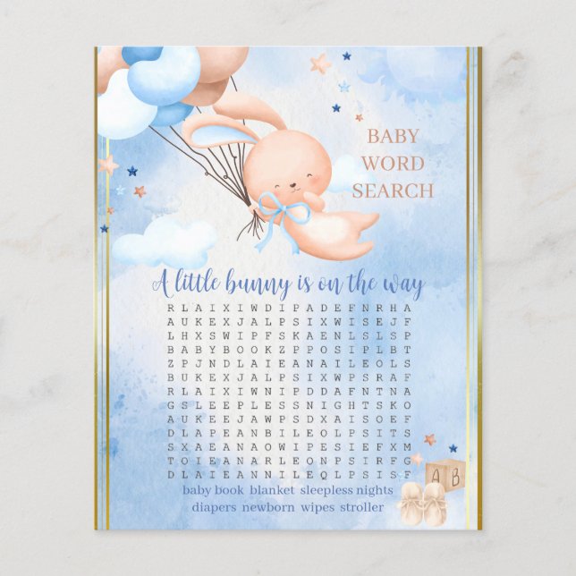 Baby Boy Bunny Baby shower spel (Voorkant)