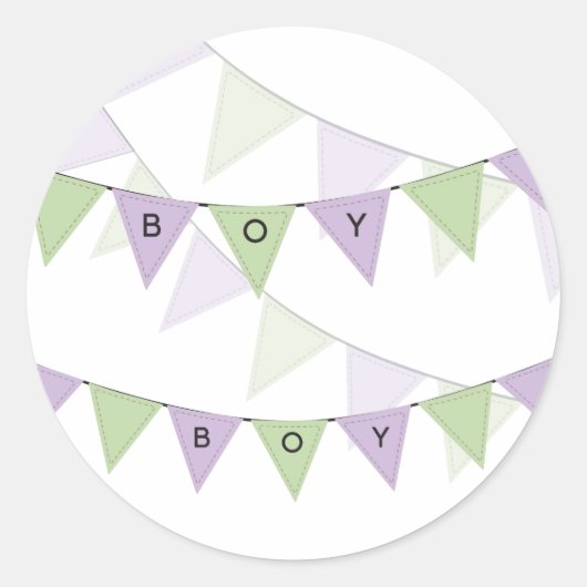 Baby Boy Bunting Banner Cupcake Etiket (Voorkant)