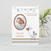 Baby Boy Cameo Foto geboorteaankondiging Aankondiging (Staand voorkant)