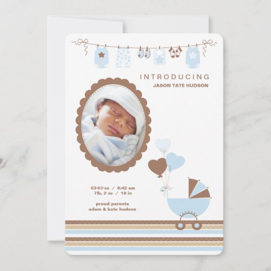 Baby Boy Cameo Foto geboorteaankondiging Aankondiging (Voorkant)