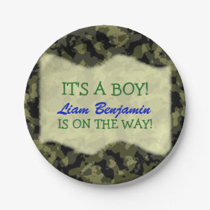 Baby Boy - Camo Thmed Baby shower Papieren Bordje
