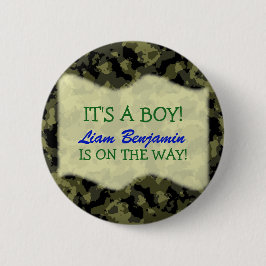 Baby Boy - Camo Thmed Baby shower Ronde Button 5,7 Cm