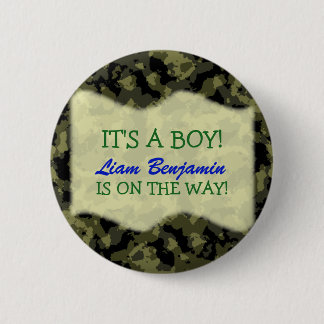 Baby Boy - Camo Thmed Baby shower Ronde Button 5,7 Cm