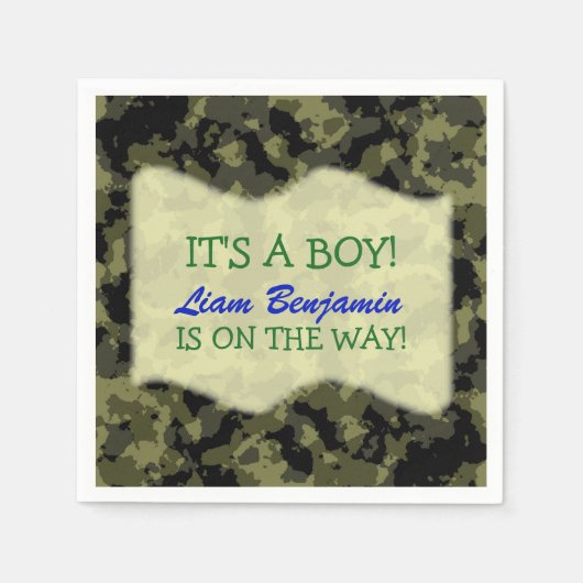 Baby Boy - Camo Thmed Baby shower Servet (Voorkant)
