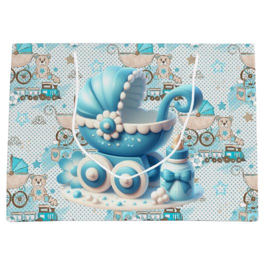 Baby Boy Carriage Groot Cadeauzakje (Voorkant)