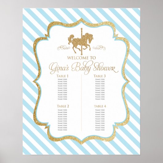 Baby Boy Carrousel Vertrouwde Baby shower Poster (Voorkant)