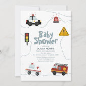 Baby Boy Cars Cute en Modern Baby shower Kaart (Voorkant)