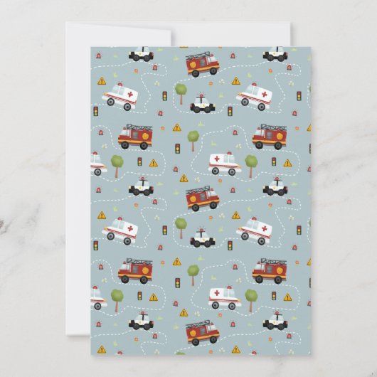 Baby Boy Cars Cute en Modern Baby shower Kaart (Achterkant)