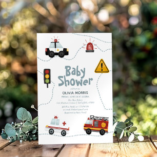 Baby Boy Cars Cute en Modern Baby shower Kaart