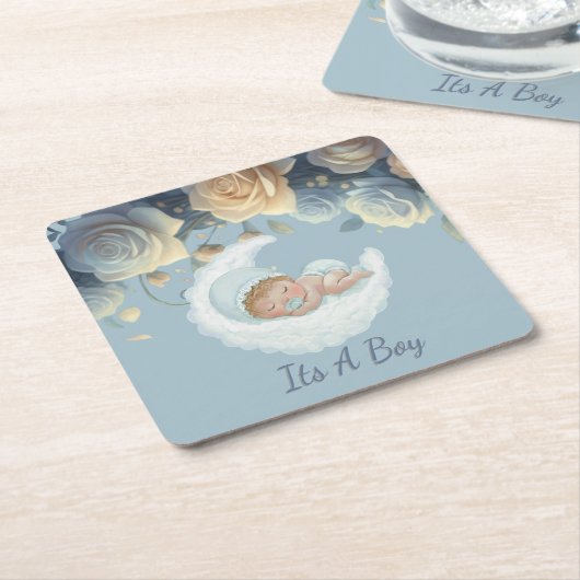 Baby Boy Celebration Kartonnen Onderzetters (Schuin)