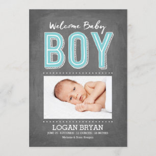 Baby Boy Chalkboard   Aankondiging van geboorte