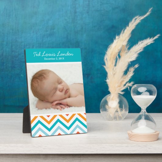Baby Boy Chevron Foto Plaque Fotoplaat (Zijkant)