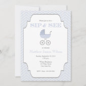 Baby Boy Chevron Sip en zie Uitnodiging (Voorkant)